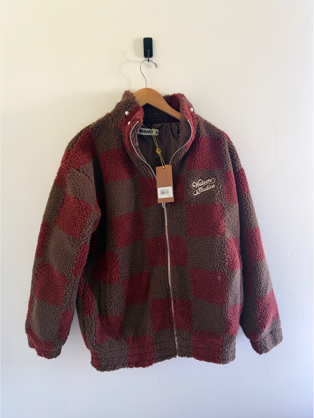 Watson Studios Sherpa Teddy Bear Plaid Jacket Women’s Small NWT